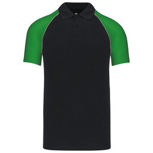 Kariban K226 - Zweifarbiges Baseball Poloshirt Black/Green