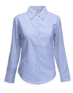 Fruit of the Loom SS001 - Damen Oxford Langarm Bluse Oxford Blue