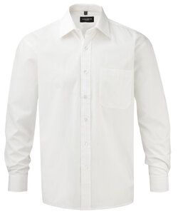Russell J936M - Langarm Hemd reine Baumwolle Popeline Weiß
