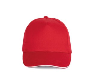 K-up KP130 - 5-Panel Cap mit Kontrast Sandwichschirm Red / White