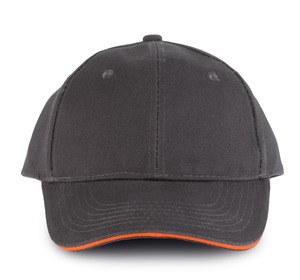 K-up KP011 - HERREN KAPPE ORLANDO 6-PANEL Dark Grey / Orange