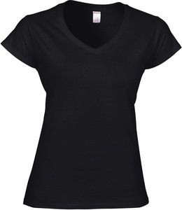 Gildan GI64V00L - Softstyle® V-Ausschnitt T-Shirt Damen Black/Black