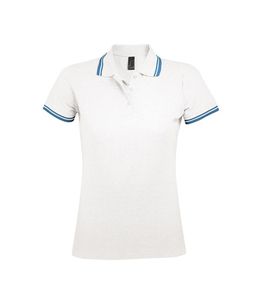 SOL'S 00578 - Damen Poloshirt Kurzarm Pasadena Blanc / Aqua