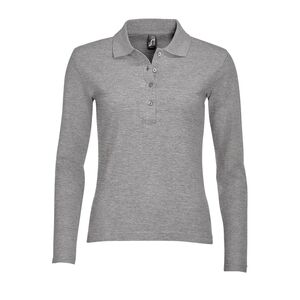 SOL'S 11317 - Damen Poloshirt Langarm Podium Grau meliert