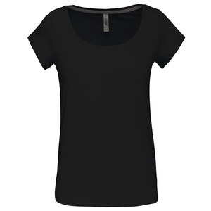 Kariban K384 - Damen-Kurzarm-T-Shirt mit U-Boot-Ausschnitt Schwarz