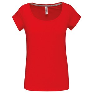 Kariban K384 - Damen-Kurzarm-T-Shirt mit U-Boot-Ausschnitt Rot