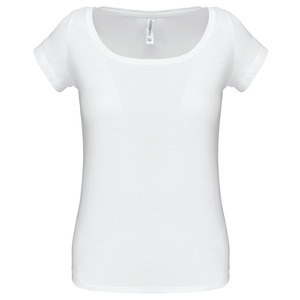 Kariban K384 - Damen-Kurzarm-T-Shirt mit U-Boot-Ausschnitt Weiß