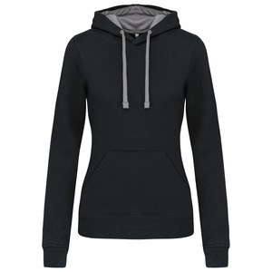 Kariban K465 - Damen Sweatshirt mit Kapuze in Kontrastfarbe Black / Fine Grey