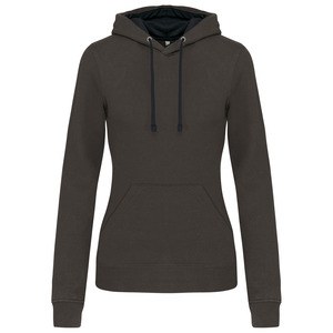 Kariban K465 - Damen Sweatshirt mit Kapuze in Kontrastfarbe Dark Grey / Black