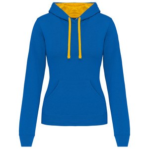 Kariban K465 - Damen Sweatshirt mit Kapuze in Kontrastfarbe Light Royal Blue / Yellow