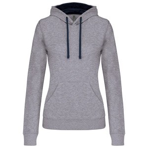 Kariban K465 - Damen Sweatshirt mit Kapuze in Kontrastfarbe Oxford Grey / Navy