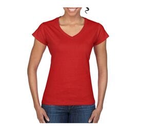 Gildan GN647 - Damen T-Shirt mit V-Ausschnitt aus 100% Baumwolle Rot