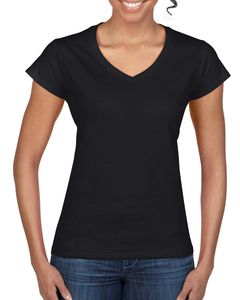 Gildan GN647 - Damen T-Shirt mit V-Ausschnitt aus 100% Baumwolle Schwarz