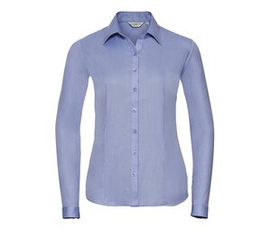 Russell Collection JZ62F -  Pflegeleichte Damen Langarm Bluse helles blau