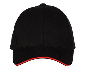 Black&Match BM911 - 6-Panel-Sandwichkappe Schwarz / Rot