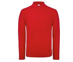 B&C ID1LS - Langarm Herren Poloshirt aus 100% Baumwolle Rot