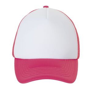 SOL'S 01668 - 5 Panel Mesh Cap Bubble White/Neon Coral