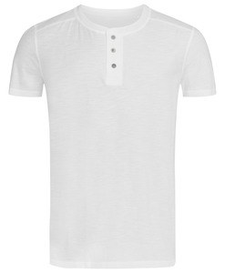 Stedman STE9430 - Rundhals-T-Shirt mit Knöpfen für Herren Shawn  Weiß