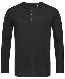 Stedman STE9460 - Langarm-Shirt mit Knöpfen für Herren Shawn  Black Opal