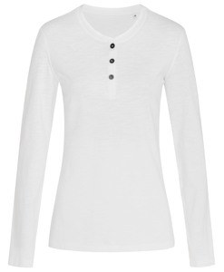 Stedman STE9580 - Langarm-Shirt mit Knöpfen für Damen Sharon Weiß