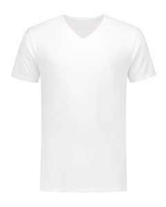 Lemon & Soda LEM1135 - T-Shirt V-Ausschnitt aus feiner Baumwolle Elasthan Weiß