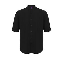 Henbury HY592 - Kurzärmeliges Herrenhemd mit langer Knopfleiste Black