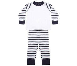 Larkwood LW072 - Gestreifter Kinderpyjama Navy Stripe / White