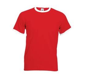 Fruit of the Loom SC245 - Herren Ringer T-Shirt aus 100% Baumwolle Rot
