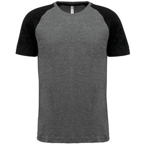 Proact PA4010 - Zweifarbiges Triblend Sport-T-Shirt mit kurzen Ärmeln für Erwachsene Grey Heather / Black Heather