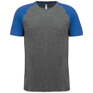 Proact PA4010 - Zweifarbiges Triblend Sport-T-Shirt mit kurzen Ärmeln für Erwachsene Grey Heather / Sporty Royal Blue Heather