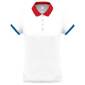Proact PA490 - Performance Piqué-Polohemd für Damen White / Red / Sporty Royal Blue