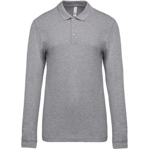 Kariban K256 - Herren Langarm-Polohemd. Baumwollpiqué Oxford Grey