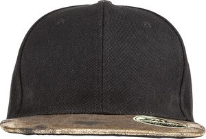 Result RC087X - Bronx Glitter Flat Peak Snapback Cap Black / Gold