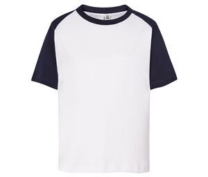JHK JK153 - Kinder Baseball-T-Shirt Weiß / Navy