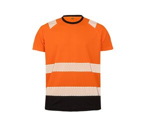 Result RS502X - T-Shirt mit hoher Sichtbarkeit im recycelten Polyester Fluorescent Orange/ Black