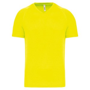 PROACT PA476 - Herren Kurzarm-Sportshirt mit V-Ausschnitt Fluorescent Yellow