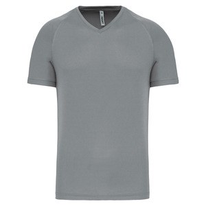 PROACT PA476 - Herren Kurzarm-Sportshirt mit V-Ausschnitt Fine Grey