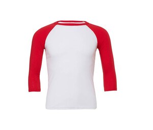 Bella+Canvas BE3200 - Baseball-T-Shirt mit 3/4 Ärmeln Weiß / Rot