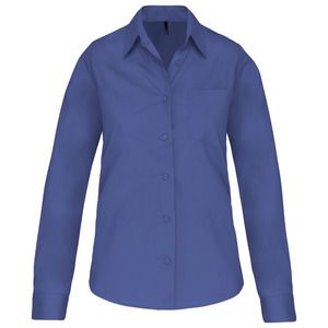 Kariban K542 - Pflegeleichte Damen Langarm Bluse Popeline Cobalt Blau