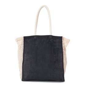 Kimood KI0281 - Shoppingtasche mit Seitenfalte aus Mesh Navy / Natural