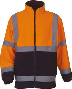 Yoko YHVK08 - Robuste Fleecejacke in Warnfarbe Hi Vis Orange/Navy