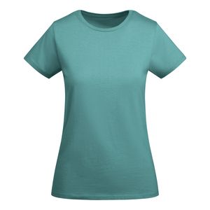 Roly CA6699 - BREDA WOMAN Tailliertes Kurzarm-T-Shirt für Damen aus OCS-zertifizierter Bio-Baumwolle Dusty Blue