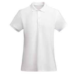 Roly PO6618 - PRINCE WOMAN Tailliertes Kurzarm-Poloshirt für Damen aus OCS-zertifizierter Bio-Baumwolle Weiß