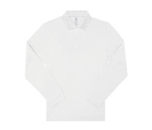 B&C BCU425 - Langärmeliges Poloshirt aus feinem Piqué Weiß