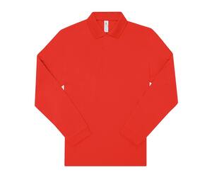 B&C BCU425 - Langärmeliges Poloshirt aus feinem Piqué Red