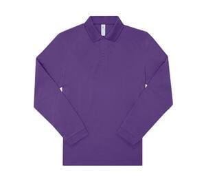 B&C BCU425 - Langärmeliges Poloshirt aus feinem Piqué Meta Lilac