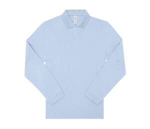 B&C BCU425 - Langärmeliges Poloshirt aus feinem Piqué Blush Blue