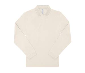 B&C BCU425 - Langärmeliges Poloshirt aus feinem Piqué Off White