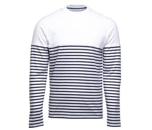 PEN DUICK PK201 - Gestreiftes T-Shirt Langarm Weiß / Navy