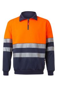 VELILLA 305703 - RS zweifarbiges Sweatshirt NAVY BLUE/HI-VIS ORANGE